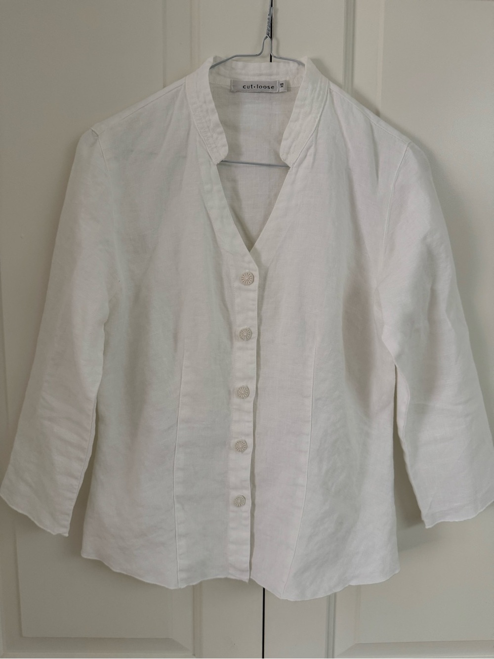 cut loose White Linen Button-Down Women's Shirt
